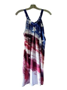 Sleeveless American Flag Dress in Red, White & Blue